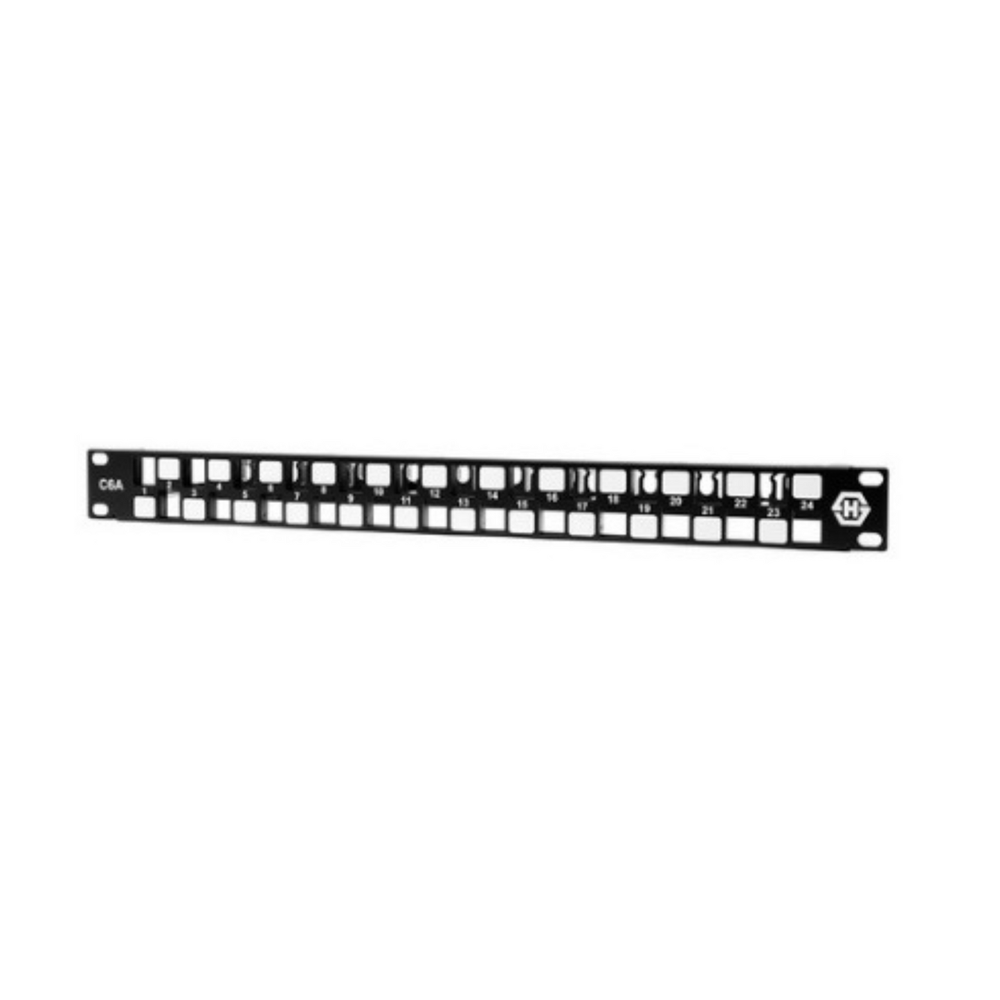 Patch Panel 1U Cat.6A 24 ports Staggered Snap-In - Black