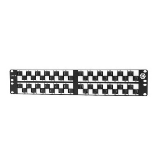 Patch Panel 2U Cat.6 48 ports Angled Punchdown - Black