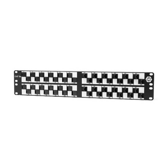 Patch Panel 2U Cat.5e 48 ports Angled Punchdown - Black